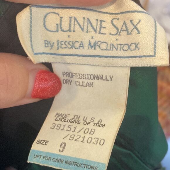 Gunne Sax By Jessica McClintock 80’s-90’s Halter Taffeta Green Bow Dress - Picture 12 of 16